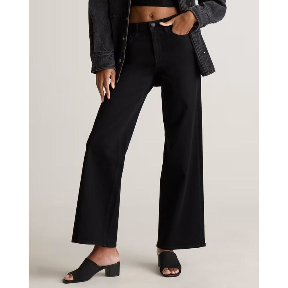 Quince Women Bella Stretch Wide Leg Jeans - 30" Black 29